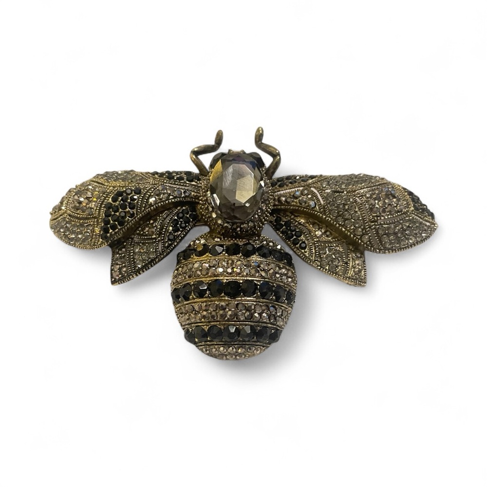 Large Elegant Gold and Black Bee Brooch